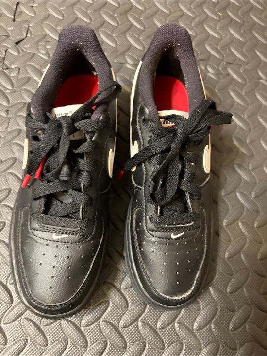 Nike Other - Nike Air Force 1  Low Kids Black Sneakers with White Swoosh and Red Interior